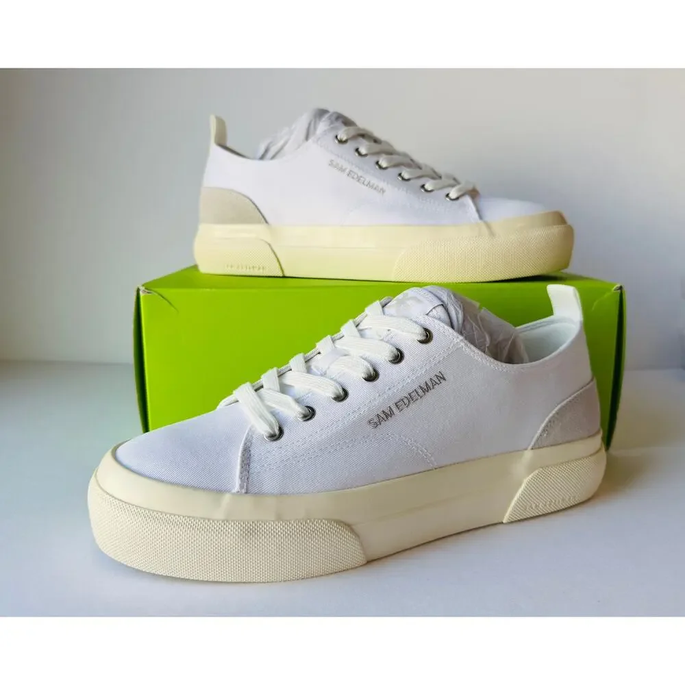 Sam Edelman Sonia White Cotton Platform Sneakers Women’s 8.5